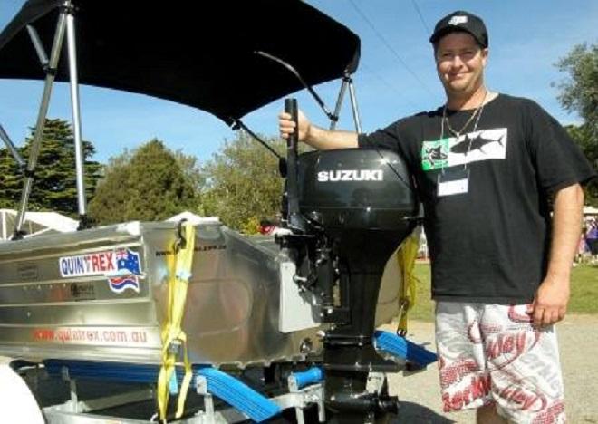 Lee with his new boat © Jarrod Day